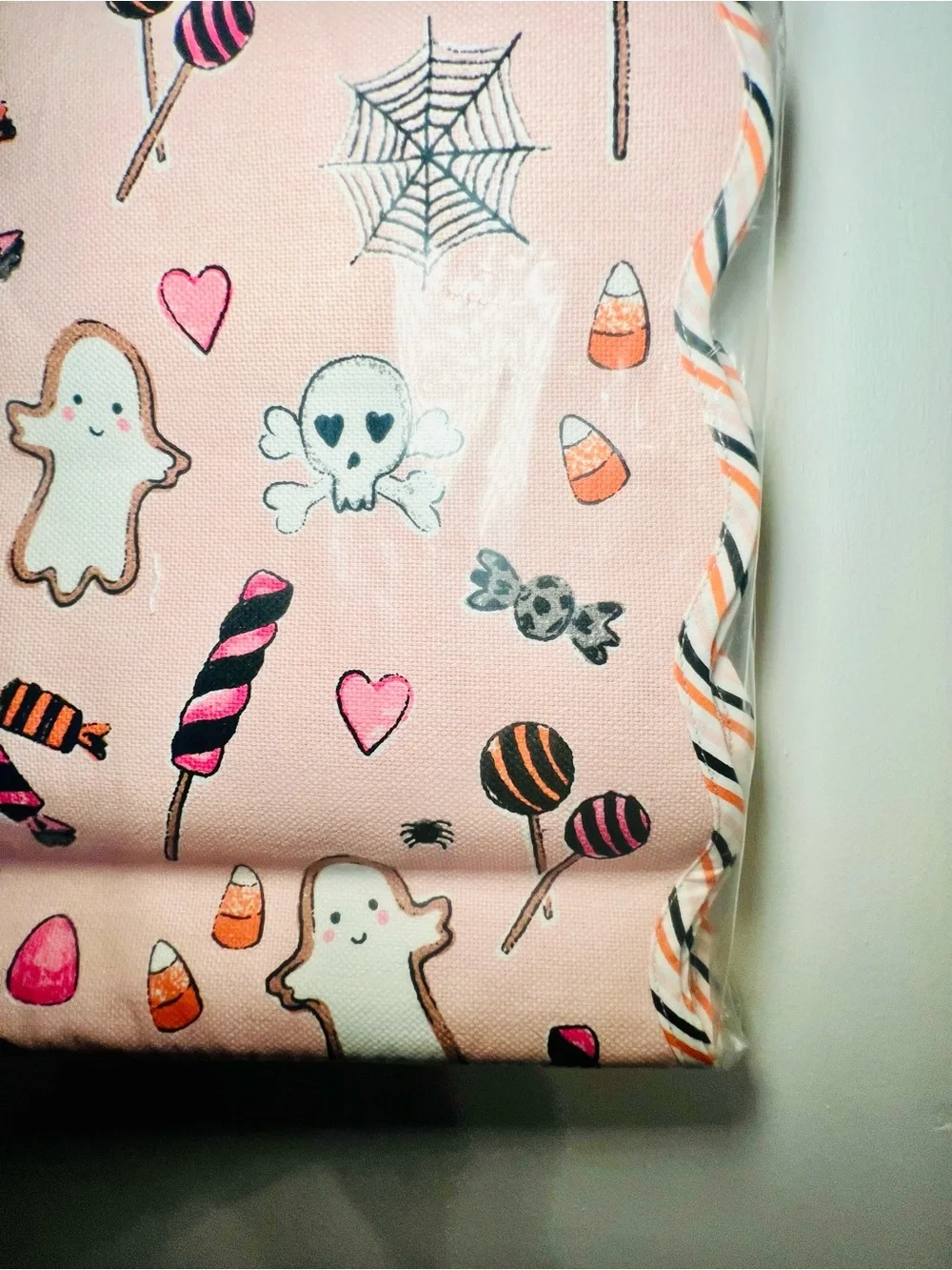 Pink Halloween Creepy Confections Reversible Table Runner Cookies Candy